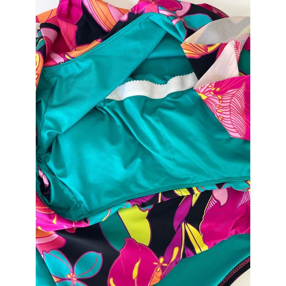 Trina Turk Solar One Piece‎ Off The Shoulder Ruffle Swimsuit Floral Print Size 8